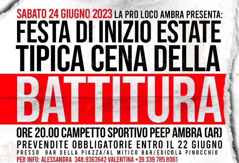 FESTA DI INIZIO ESTATE TIPICA CENA DELLA BATTITURA