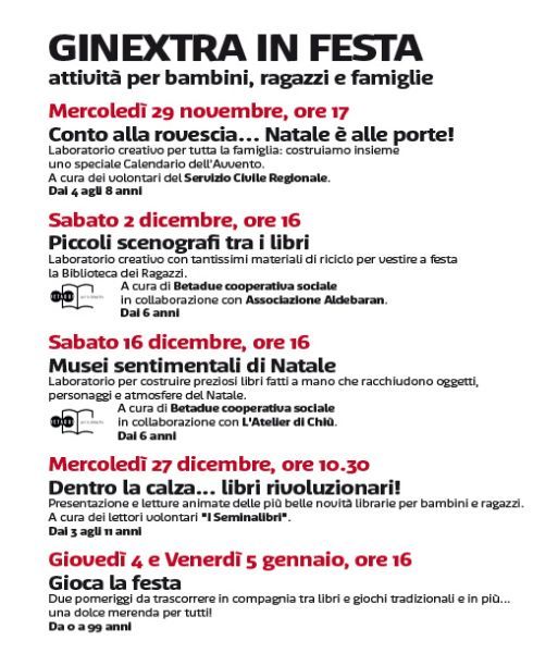 Ginextra in festa: attività per bambini, ragazzi e famiglie