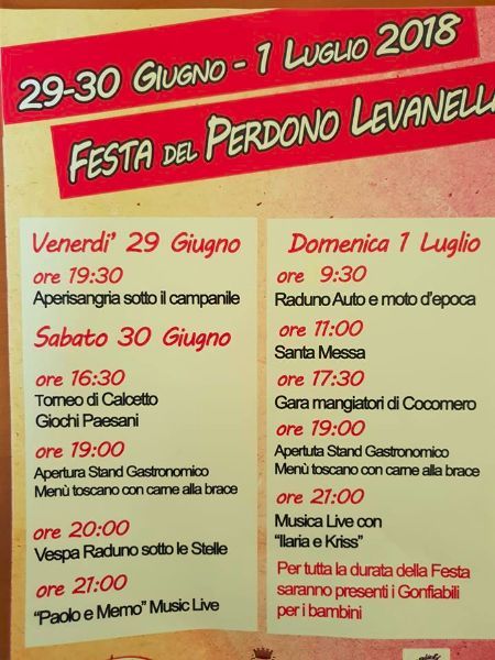 “FESTA DEL PERDONO A LEVANELLA 2018”