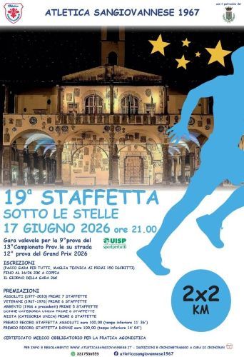 La diciannovesima edizione della “Staffetta Sotto le Stelle”