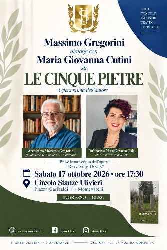 Montevarchi, Massimo Gregorini presenta il romanzo "Le 5 Pietre"
